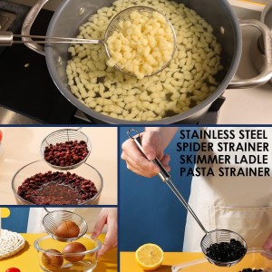 Premium Grade Stainless Steel Spaetzle Maker with Comfort Grip Handle, Stainless Steel Spider Strainer Skimmer Spoon Pasta Strainer, Homemade German Egg Noodle Dumpling Making Tool Set