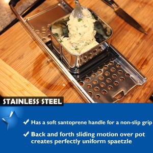 Premium Grade Stainless Steel Spaetzle Maker with Comfort Grip Handle, Stainless Steel Spider Strainer Skimmer Spoon Pasta Strainer, Homemade German Egg Noodle Dumpling Making Tool Set