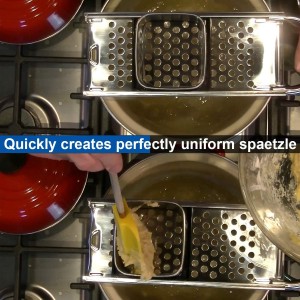 Premium Grade Stainless Steel Spaetzle Maker with Comfort Grip Handle, Stainless Steel Spider Strainer Skimmer Spoon Pasta Strainer, Homemade Traditional German Egg Noodle Dumpling Making Tool Set