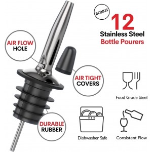 JoyTable Bar Set Cocktail Shaker Set, Stainless Steel Mixology Bartender Kit, 28PC Cocktail Kit, Silver Cocktail Set, Bar Tools: 30oz Martini Shaker, Muddler, Bar Kit Cocktail Book, Jigger and Pourers