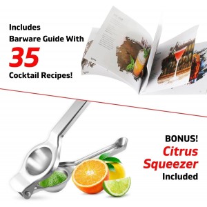 JoyTable Bar Set Cocktail Shaker Set, Stainless Steel Mixology Bartender Kit, 28PC Cocktail Kit, Silver Cocktail Set, Bar Tools: 30oz Martini Shaker, Muddler, Bar Kit Cocktail Book, Jigger and Pourers