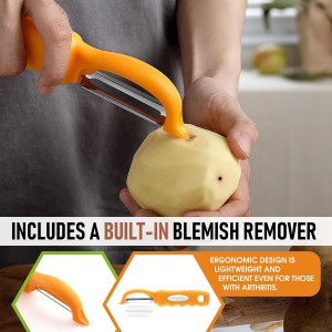 Spring Chef Premium Swivel Vegetable Peeler, Soft Grip Handle and Ultra Sharp Stainless Steel Blades - Perfect Kitchen Peeler For Veggie, Fruit, Potato, Carrot, Apple - Mango