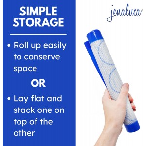 Jenaluca Silicone Baking Mats 2 Pack - Non-Stick Mats with Cookie Measurements Reusable Food Grade Silicone for Cookies, Pastries & Meal Preparation - Non Slip - 16.5 x 11.6