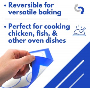 Jenaluca Silicone Baking Mats 2 Pack - Non-Stick Mats with Cookie Measurements Reusable Food Grade Silicone for Cookies, Pastries & Meal Preparation - Non Slip - 16.5 x 11.6