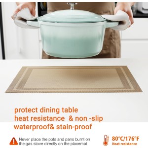 Placemats Set of 8,Washable,Heat and Stain Resistant Indoor/Outdoor Place mats,Vinyl Woven Non Slip Table Mats for Restaurant Table Protection,PVC Placemats(Beige,8PCS)