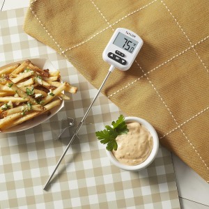 Taylor Programmable Digital Candy and Deep Fry Thermometer with Green Light Alert Display, Long Stem, and Adjustable Pan Clip, White