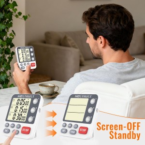 Digital Dual Kitchen Timer, 3 Channels Countdown Triple Timer for Cooking, Magnetic Memory-Preset Large Display Adjustable Alarm Volume, Multi Times Management, 3A Battery Included, White