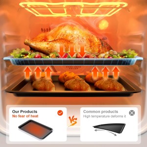 HONGBAKE Ceramic Baking Sheet Pan Set, Cookie Sheet for Oven, Bakeware Sets with Wider Grips, 3 Pack Half/Jelly Roll/Quarter Baking Tray, Premium, Dishwasher Safe - Dark Grey