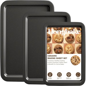 HONGBAKE Ceramic Baking Sheet Pan Set, C...