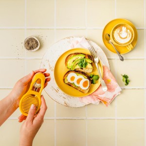 Dreamfarm Eggler 2-In-1 Compact Egg Shell Peeler & Easy Hardboiled Egg Slicer, Shell Cracking, Topping, & Peeling - Yellow