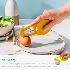 Dreamfarm Eggler 2-In-1 Compact Egg Shell Peeler & Easy Hardboiled Egg Slicer, Shell Cracking, Topping, & Peeling - Yellow