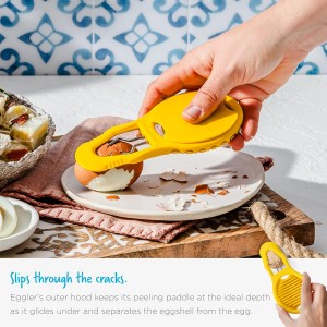 Dreamfarm Eggler 2-In-1 Compact Egg Shell Peeler & Easy Hardboiled Egg Slicer, Shell Cracking, Topping, & Peeling - Yellow