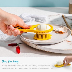 Dreamfarm Eggler 2-In-1 Compact Egg Shell Peeler & Easy Hardboiled Egg Slicer, Shell Cracking, Topping, & Peeling - Yellow