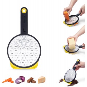 Dreamfarm Ograte Two-Sided Medium Food & Vegetable Speed-Grater with Non-Slip Bowl Hook & Foot - 3mm Medium Grater, Yellow