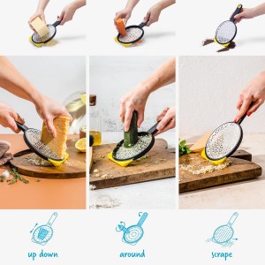Dreamfarm Ograte Two-Sided Medium Food & Vegetable Speed-Grater with Non-Slip Bowl Hook & Foot - 3mm Medium Grater, Yellow