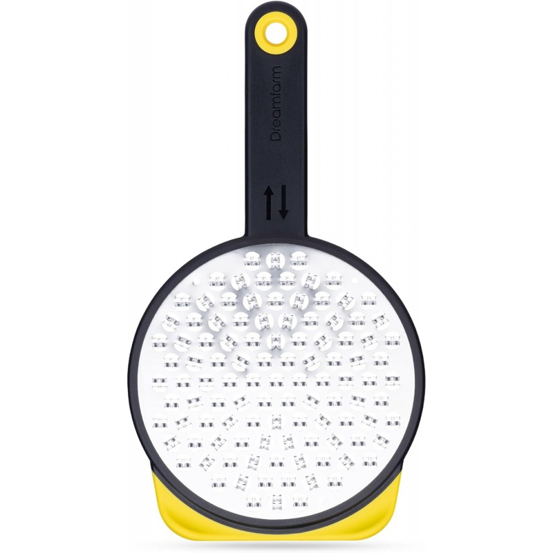 Dreamfarm Ograte Two-Sided Medium Food & Vegetable Speed-Grater with Non-Slip Bowl Hook & Foot - 3mm Medium Grater, Yellow