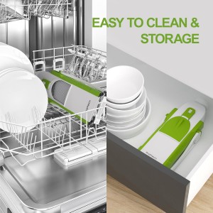 SupMaKin Upgrade Safe Mandoline Slicer, Vegetable Chopper, Potato Slicer 4 Modes Adjustable Thickness Food Cutter, Kitchen Chopping Artifact (6 in 1 Green)