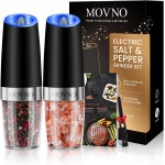 Gravity Electric Salt and Pepper Grinder Set, Battery Powered LED Light One Hand Automatic Operation, Adjustable Coarseness Mill Grinders Shakers Black (A.Black 2p)
