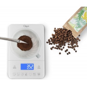 Ozeri Touch III Digital Kitchen Scale with Calorie Counter, 22 lbs (10 kg), White