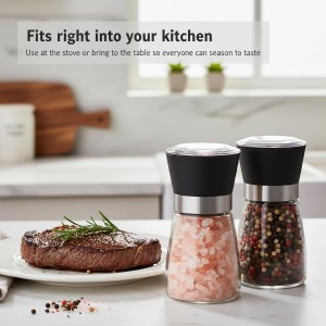 Salt and Pepper Grinder Shakers Set Spice Mill Refillable Grinders (2.5 inches x 5.1 inches)