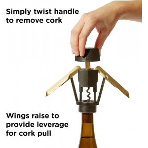 RBT Premium Wing Corkscrew Bottle Opener, Black, Fits Most Wine Bottles