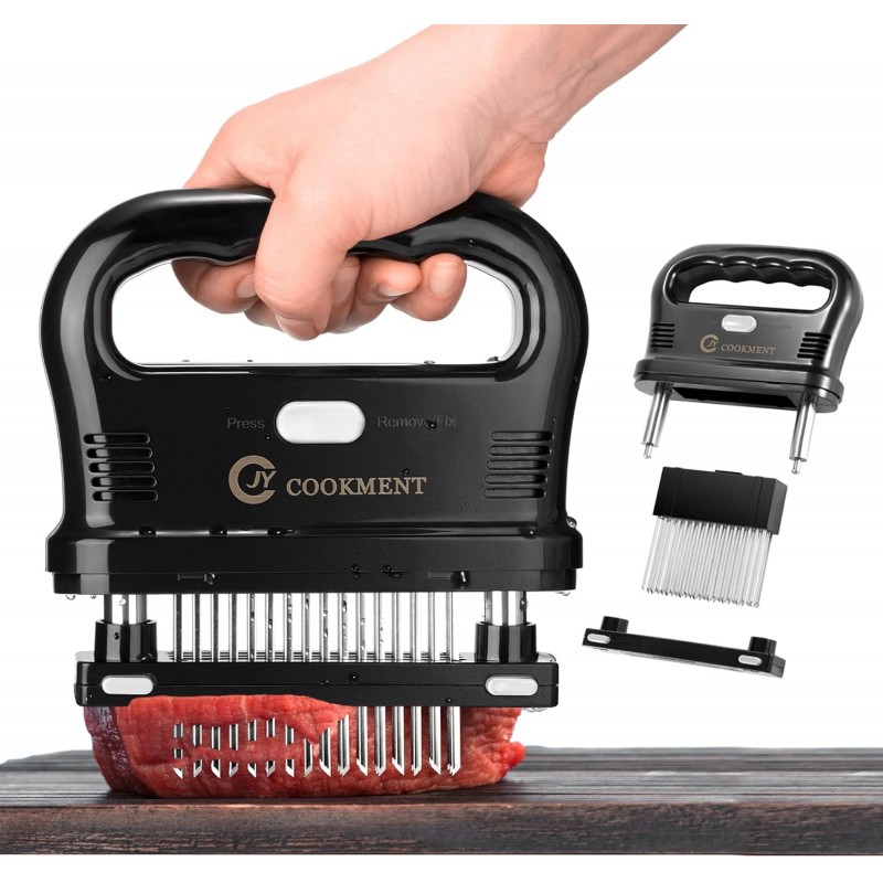 JY COOKMENT Meat Tenderizer Tool with 48 Stainless Steel Ultra Sharp Needle Blades, Detachable Kitchen Cooking Tool Best For Tenderizing, BBQ, Marinade