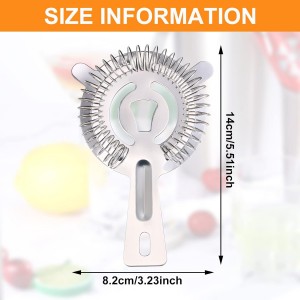 16 Pcs Bar Bartender Strainer Stainless Steel Drink Cocktail Strainers Silver Shaker Ice Bar Shelf or Bartenders Mixologists Drinking Water Filtering