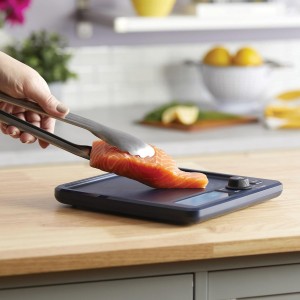 Taylor Digital Kitchen Scale with Antimicrobial Surface Plastic Body Weighs Up to 11 pounds Capacity with Hold and Tare Functions and Backlight, Navy