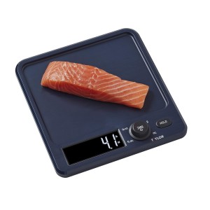 Taylor Digital Kitchen Scale with Antimicrobial Surface Plastic Body Weighs Up to 11 pounds Capacity with Hold and Tare Functions and Backlight, Navy