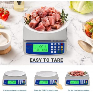 Large Digital Kitchen Scale 30KG Commercial Food Scale 66LB for Baking Bread Meat Stainless Steel Price Computing Scale LCD Display,Prep Counting Scale for Parts and Coins Adapter Included