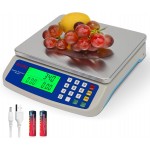 Large Digital Kitchen Scale 30KG Commercial Food Scale 66LB for Baking Bread Meat Stainless Steel Price Computing Scale LCD Display,Prep Counting Scale for Parts and Coins Adapter Included