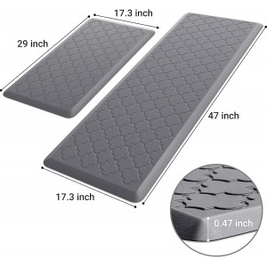 Kitchen Mat [2 PCS] Cushioned Anti-Fatigue Floor Mat, Waterproof Non-Skid Ergonomic Comfort Foam Rugs, Standing Mat for Kitchen, Floor,Office, Sink, Laundry(Grey)