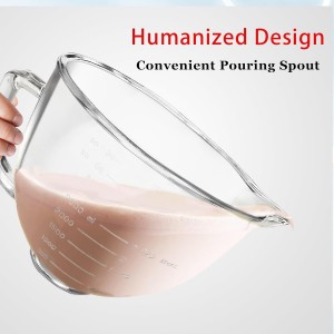 Glass Mixer Bowl For Kitchenaid Tilt-Head Stand Mixers 4.5-5 Quart, 5 qt Mixing Bowl Replacement For Kitchen aid With Measurement Markings,Handle