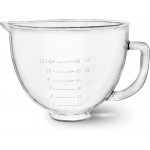 Glass Mixer Bowl For Kitchenaid Tilt-Head Stand Mixers 4.5-5 Quart, 5 qt Mixing Bowl Replacement For Kitchen aid With Measurement Markings,Handle
