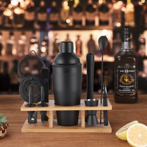 11Pcs-Cocktail Shaker Set Black Bartending Kit 25oz Cocktail Bar Set Cocktail Mix Drink Making Kit Professional Bar and Home Drink Bar Tools for Bartender(Matte Black)
