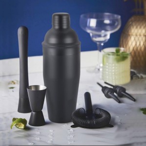 11Pcs-Cocktail Shaker Set Black Bartending Kit 25oz Cocktail Bar Set Cocktail Mix Drink Making Kit Professional Bar and Home Drink Bar Tools for Bartender(Matte Black)