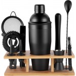 11Pcs-Cocktail Shaker Set Black Bartending Kit 25oz Cocktail Bar Set Cocktail Mix Drink Making Kit Professional Bar and Home Drink Bar Tools for Bartender(Matte Black)
