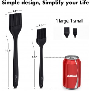 HOTEC 600℉ Heat Resistasnt Basting Brushes, BPA Free Silicone Pastry Brush, Spread Oil Butter Sauce Marinades for BBQ Grill Barbecue Baking Kitchen Cooking Dishwasher Safe (Black 2)