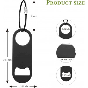 5 PACK Stainless Steel Flat Bottle Opener with Keychain- Bar Key-Beer Bottle Opener for Kitchen, Bar or Restaurant（Black）