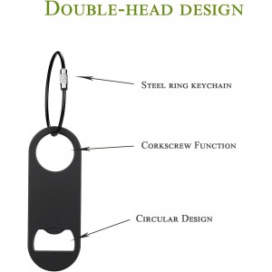 5 PACK Stainless Steel Flat Bottle Opener with Keychain- Bar Key-Beer Bottle Opener for Kitchen, Bar or Restaurant（Black）