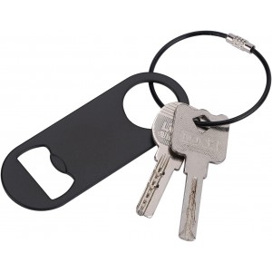 5 PACK Stainless Steel Flat Bottle Opener with Keychain- Bar Key-Beer Bottle Opener for Kitchen, Bar or Restaurant（Black）