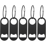 5 PACK Stainless Steel Flat Bottle Opener with Keychain- Bar Key-Beer Bottle Opener for Kitchen, Bar or Restaurant（Black）