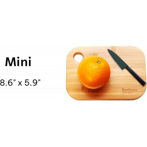 2 PCs Berkvee Small FSC-CERTIFIED Bamboo Wood Cutting Board Set – Mini Lightweight Wooden Cutting Board- BPA Free
