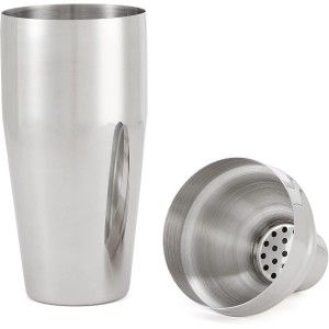 Amazon Basics 10-Piece Stainless Steel Cocktail Shaker Bar Tool Set with Bamboo Stand Holder, Home Bar Drink Mixing Accessories, Housewarming Gift