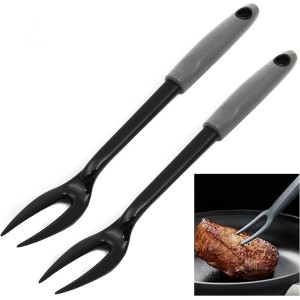 2 X Heat Resistant Nylon Fork 2 Prong Meat Serving Cooking Utensil Kitchen Tools