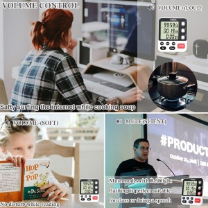 Digital 3 Channels Kitchen Cooking Multiple Timer with Large LCD Count Up Down Stopwatch ON Off Switch Timer for Teaching Reading 3-Level Adjustable Volume with Magnetic Back (Style C)