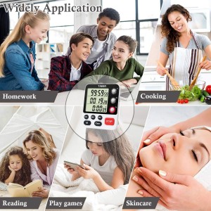 Digital 3 Channels Kitchen Cooking Multiple Timer with Large LCD Count Up Down Stopwatch ON Off Switch Timer for Teaching Reading 3-Level Adjustable Volume with Magnetic Back (Style C)