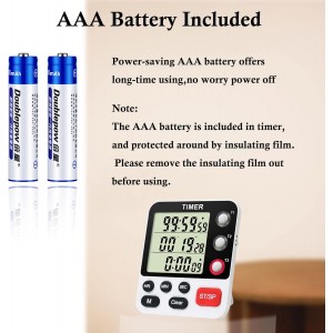 Digital 3 Channels Kitchen Cooking Multiple Timer with Large LCD Count Up Down Stopwatch ON Off Switch Timer for Teaching Reading 3-Level Adjustable Volume with Magnetic Back (Style C)