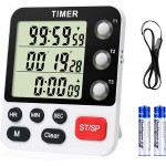 Digital 3 Channels Kitchen Cooking Multiple Timer with Large LCD Count Up Down Stopwatch ON Off Switch Timer for Teaching Reading 3-Level Adjustable Volume with Magnetic Back (Style C)