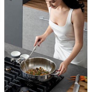 18/10 Stainless Steel Kitchen Utensils Set - 15” All Metal Cooking Tools, 11PCS - 2 Tongs, Fork, Solid Spoon, Slotted Spoon, Spatula, Soup Ladle, Skimmer, Slotted Spatula, Spaghetti Spoon, Large Spoon